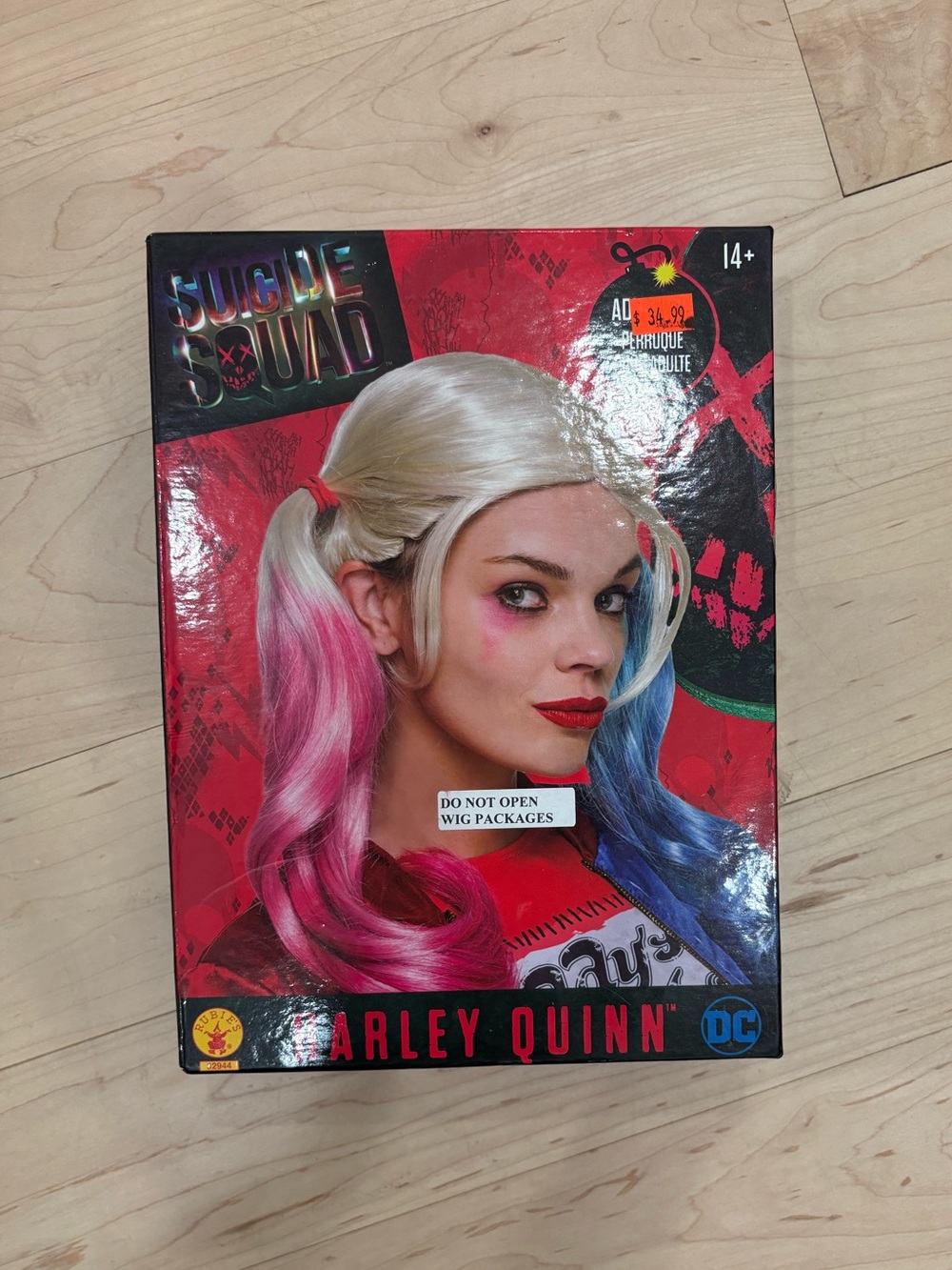 Harley Quinn Suicide Squad Blonde Wig with Pink & Blue Tips